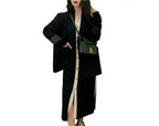 Women’s black long sleeve knitted A-line dress by Plush Fashion Hub, soft and versatile midi dress with a cozy, stylish fit.