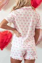 Bow Shirt and Shorts Lounge Set - Plush Fashion Hub