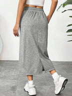 Slit Drawstring Midi Skirt - Plush Fashion Hub