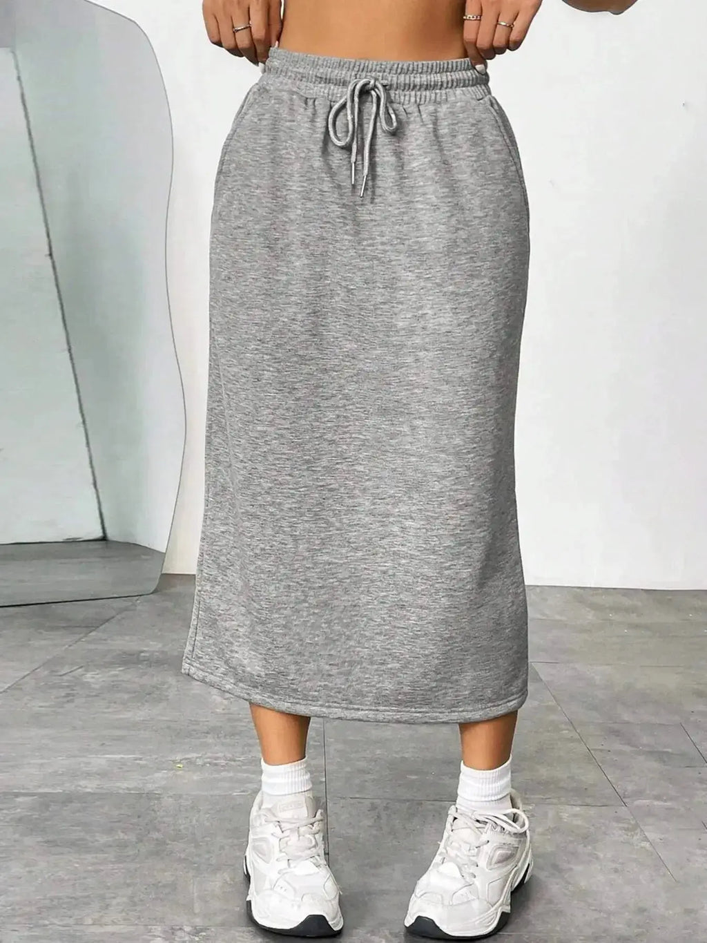 Slit Drawstring Midi Skirt - Plush Fashion Hub