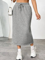 Slit Drawstring Midi Skirt - Plush Fashion Hub