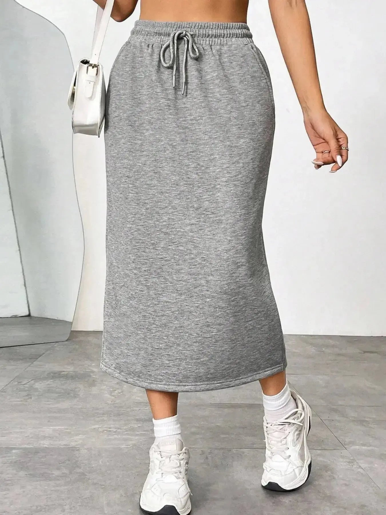 Slit Drawstring Midi Skirt - Plush Fashion Hub