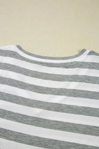 Casual Striped V-Neck Midi T-Shirt Dress - Plush Fashion Hub