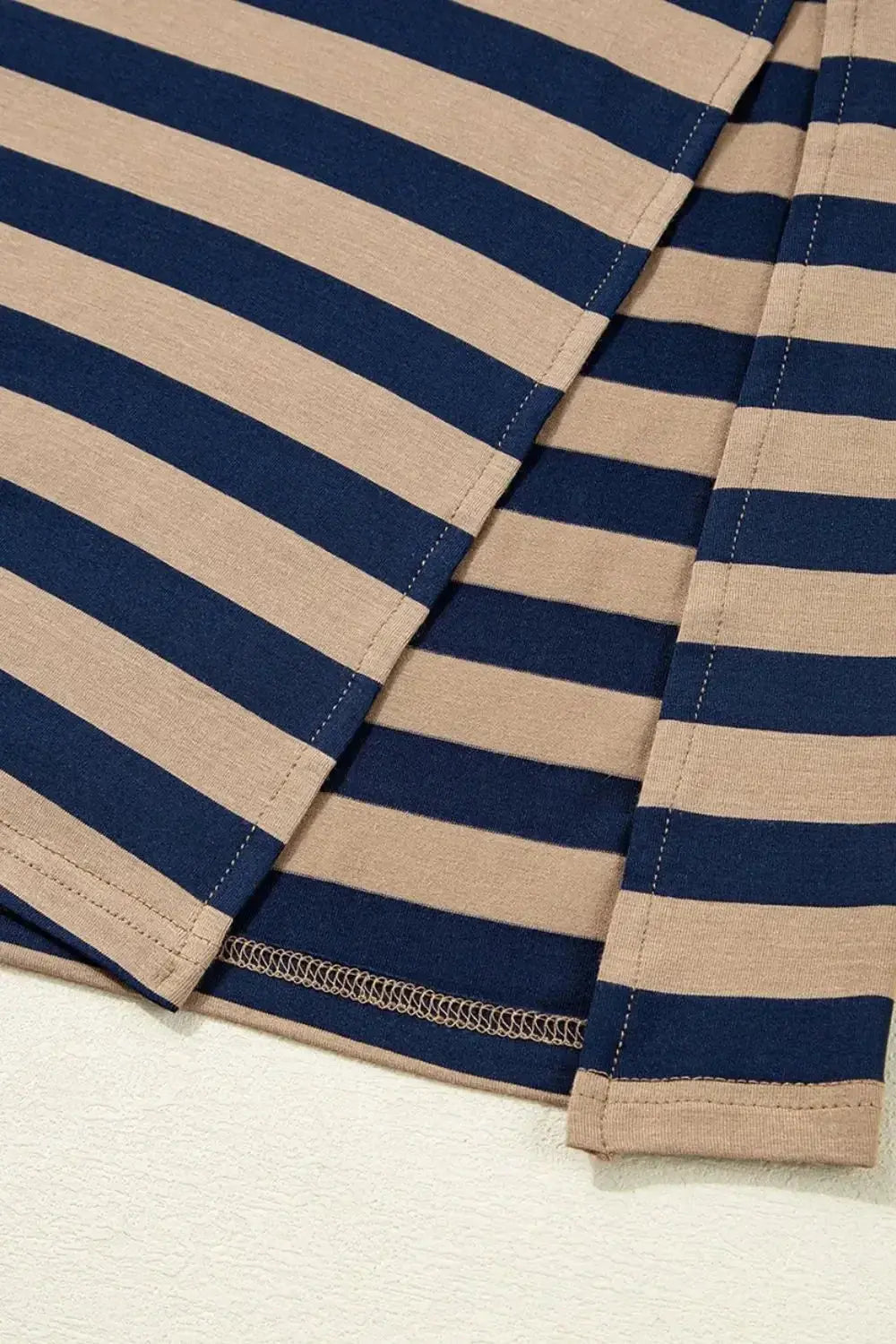 Casual Striped V-Neck Midi T-Shirt Dress - Plush Fashion Hub