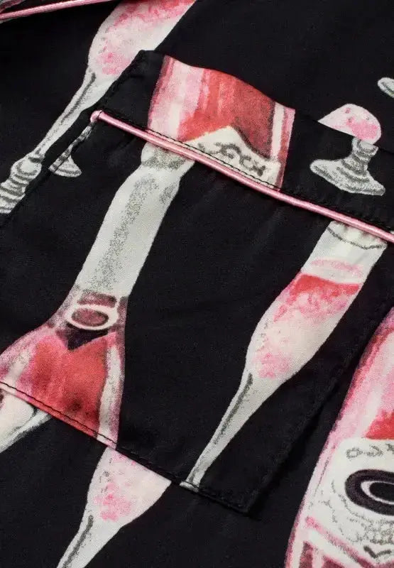 Champagne Print Short Sleeve Top and Shorts Set - Plush Fashion Hub