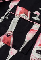 Champagne Print Short Sleeve Top and Shorts Set - Plush Fashion Hub