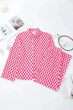 Checkered Button Up Top and Pants Lounge Set - Plush Fashion Hub