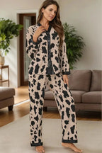 Button Up Long Sleeve Top and Pants Lounge Set - Plush Fashion Hub