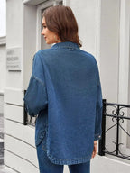 Button Up Long Sleeve Denim Shirt - Plush Fashion Hub