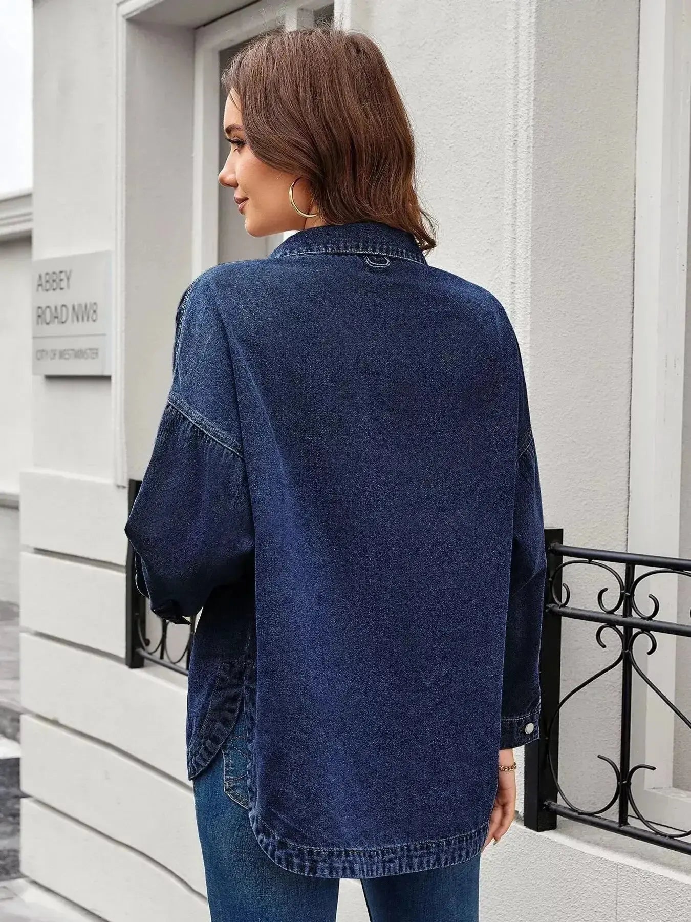 Button Up Long Sleeve Denim Shirt - Plush Fashion Hub