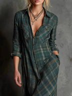 Full Size Plaid Button-Down Maxi Dress Plus Size - Plush Fashion Hub