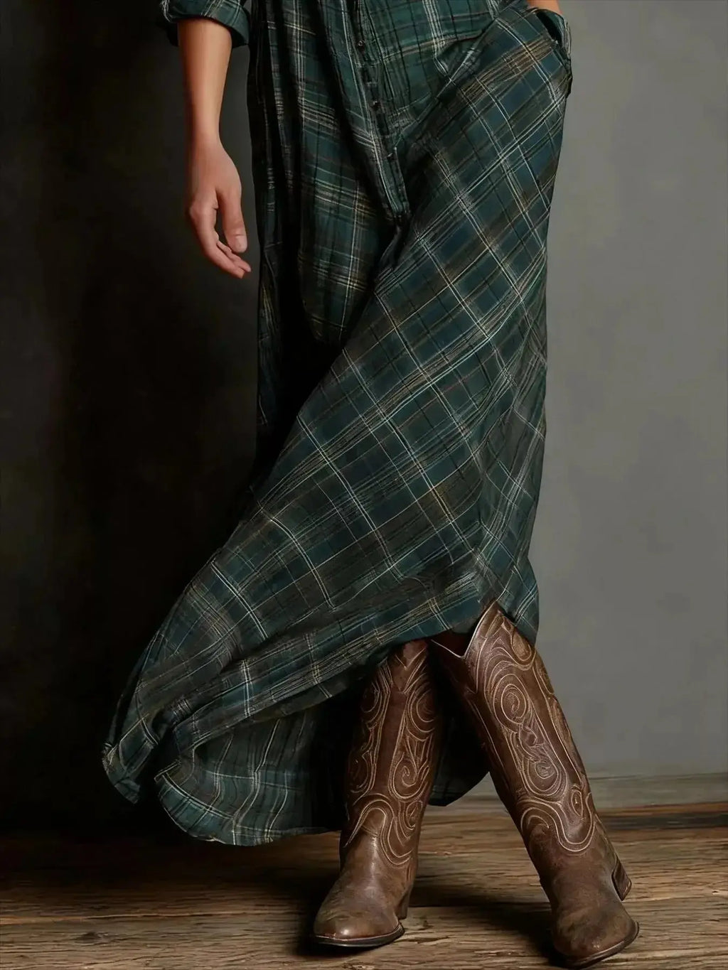 Full Size Plaid Button-Down Maxi Dress Plus Size - Plush Fashion Hub