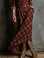Full Size Plaid Button-Down Maxi Dress Plus Size - Plush Fashion Hub