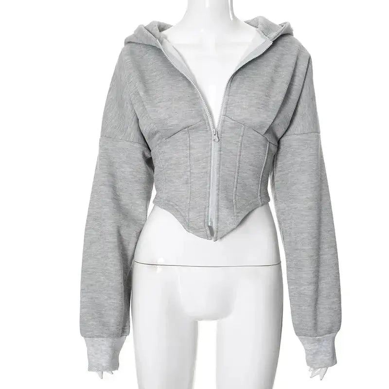 Women's Clothing Long-sleeve Zipper Hooded Cardigan - Plush Fashion Hub