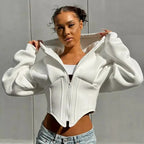 Women's Clothing Long-sleeve Zipper Hooded Cardigan - Plush Fashion Hub