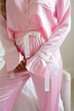 Collared Neck Long Sleeve Top and Pants Lounge Set - Plush Fashion Hub