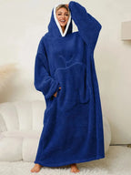 Pocketed Contrast Long Sleeve Hooded Lounge Dress - Plush Fashion Hub
