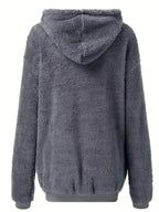 Fleece Zip-Up Drawstring Outerwear - Plush Fashion Hub