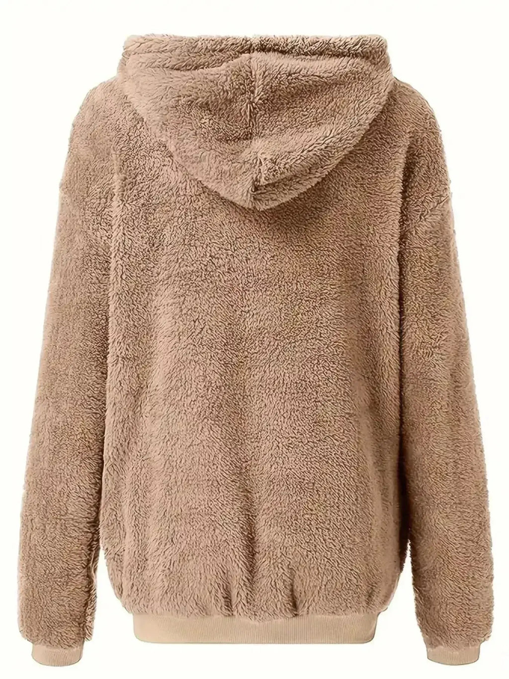 Fleece Zip-Up Drawstring Outerwear - Plush Fashion Hub