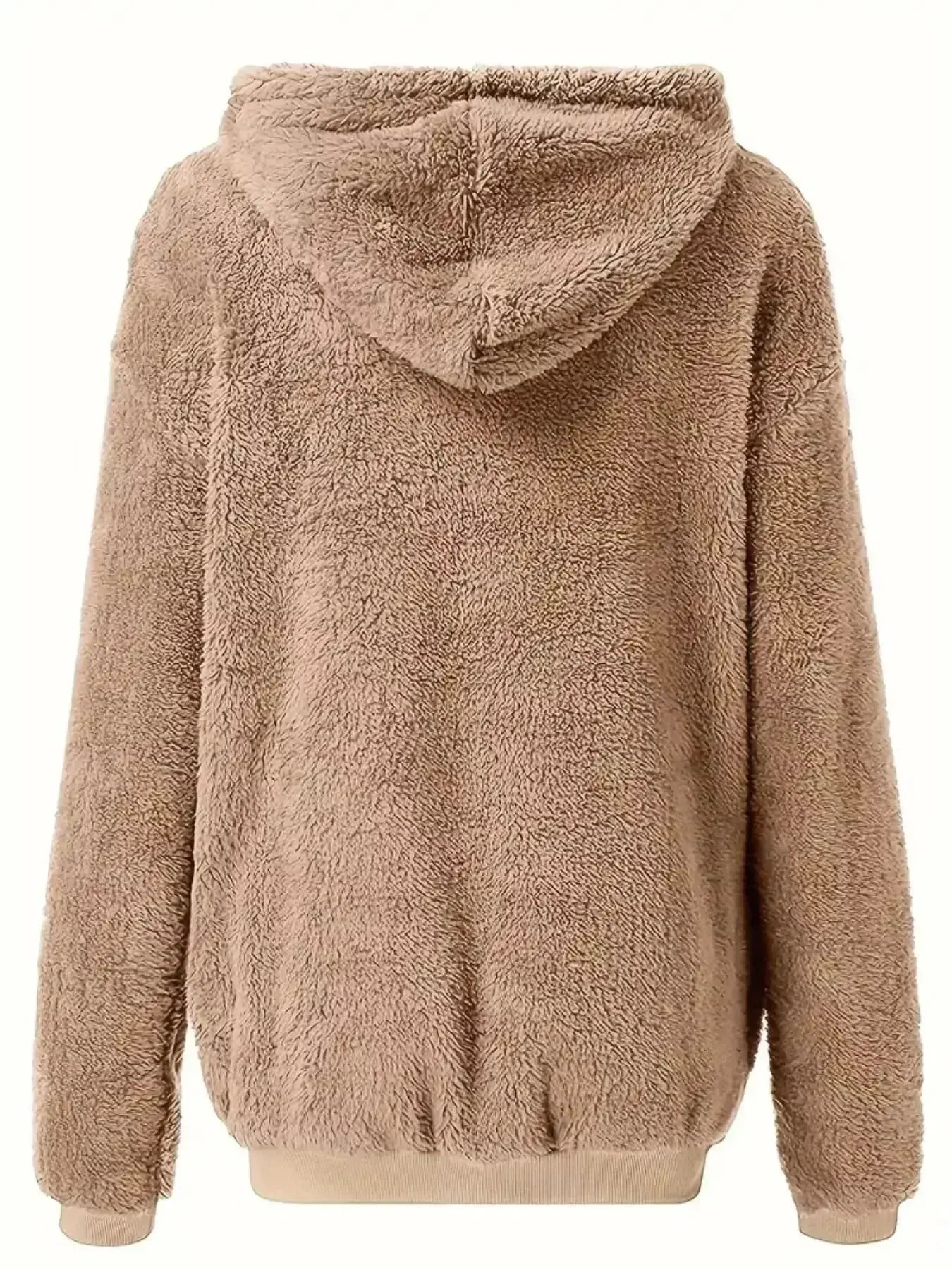 Fleece Zip-Up Drawstring Outerwear - Plush Fashion Hub