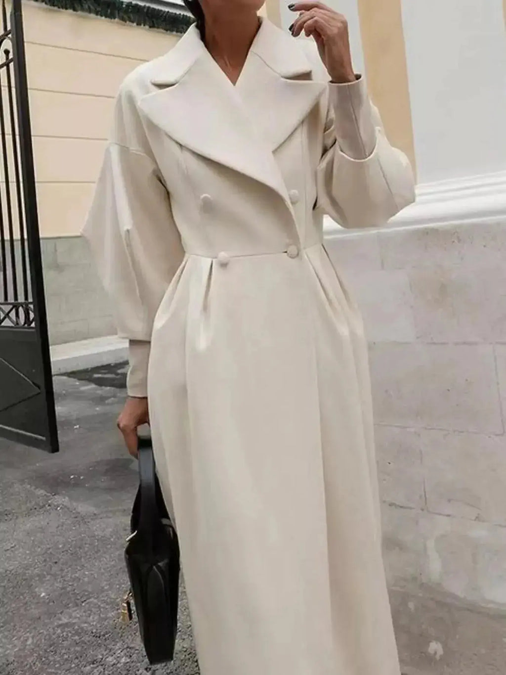 Double-Breasted Longline Coat - Plush Fashion Hub