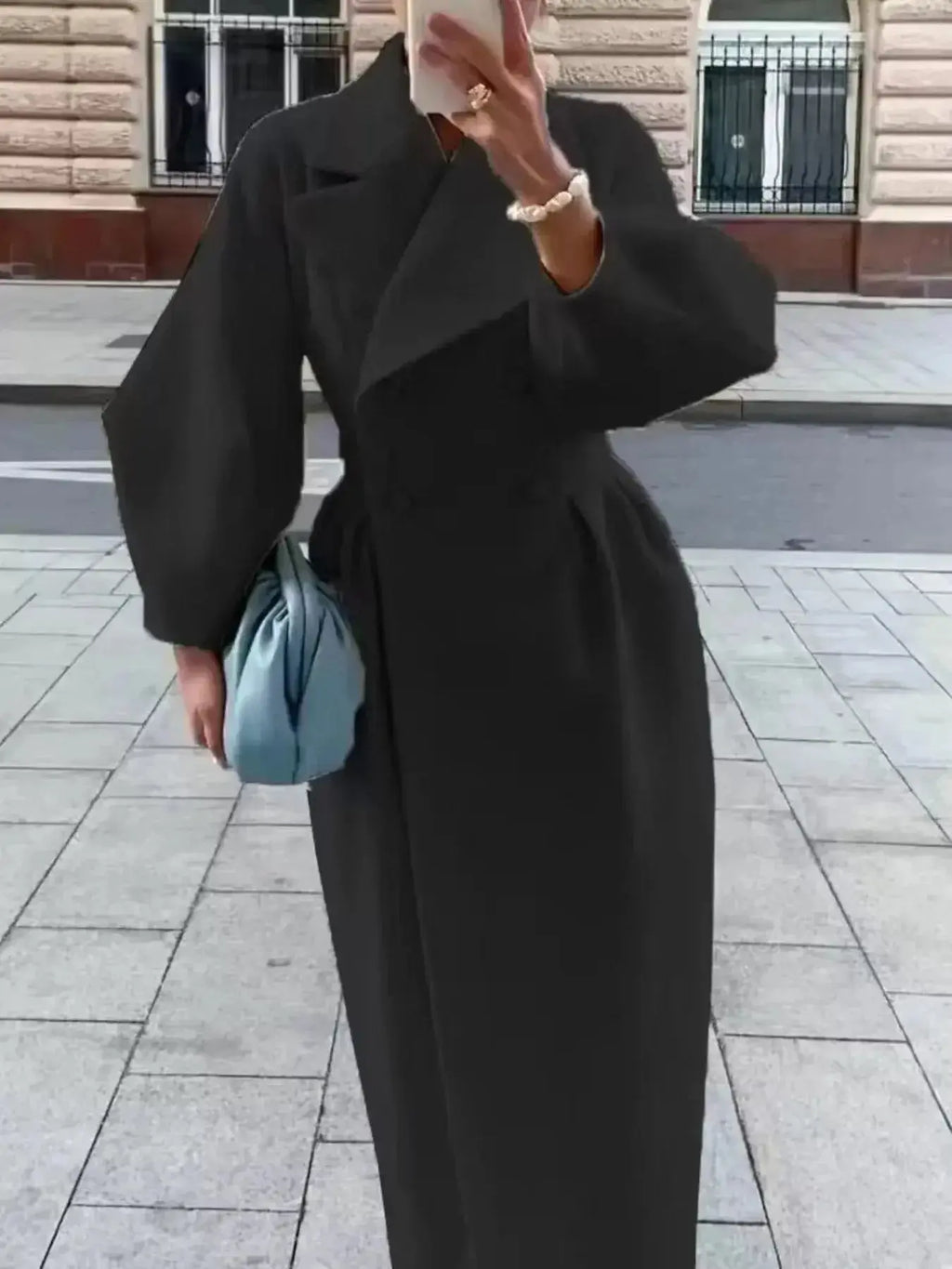 Double-Breasted Longline Coat - Plush Fashion Hub