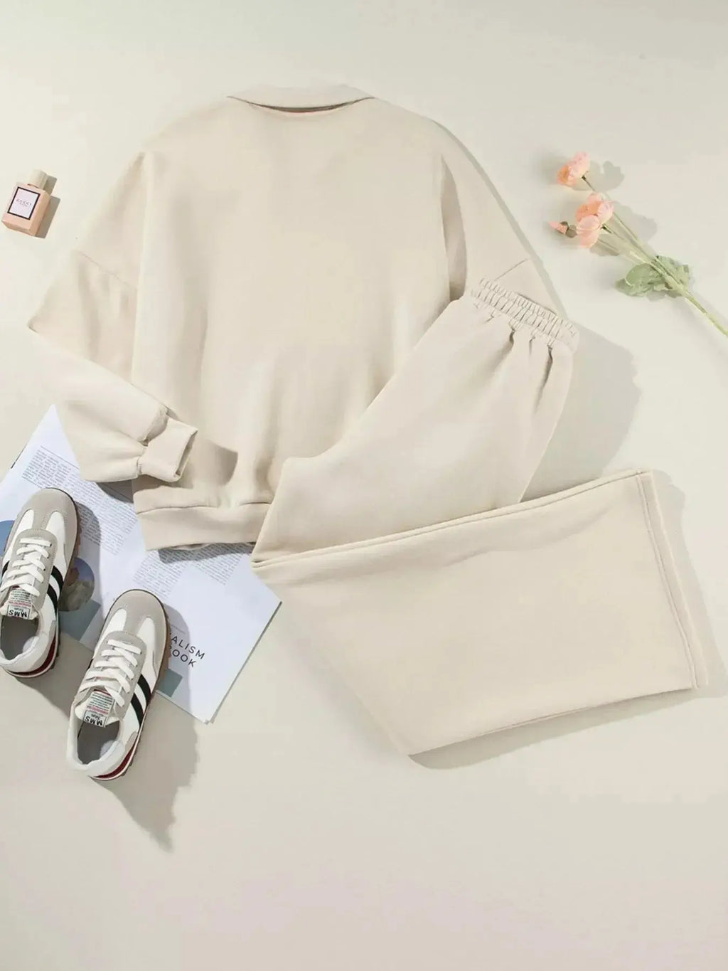 Drop Shoulder Zip Up Jacket and Drawstring Pants Active 2pcs Set - Plush Fashion Hub