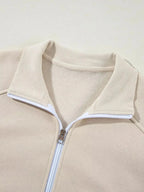 Drop Shoulder Zip Up Jacket and Drawstring Pants Active 2pcs Set - Plush Fashion Hub