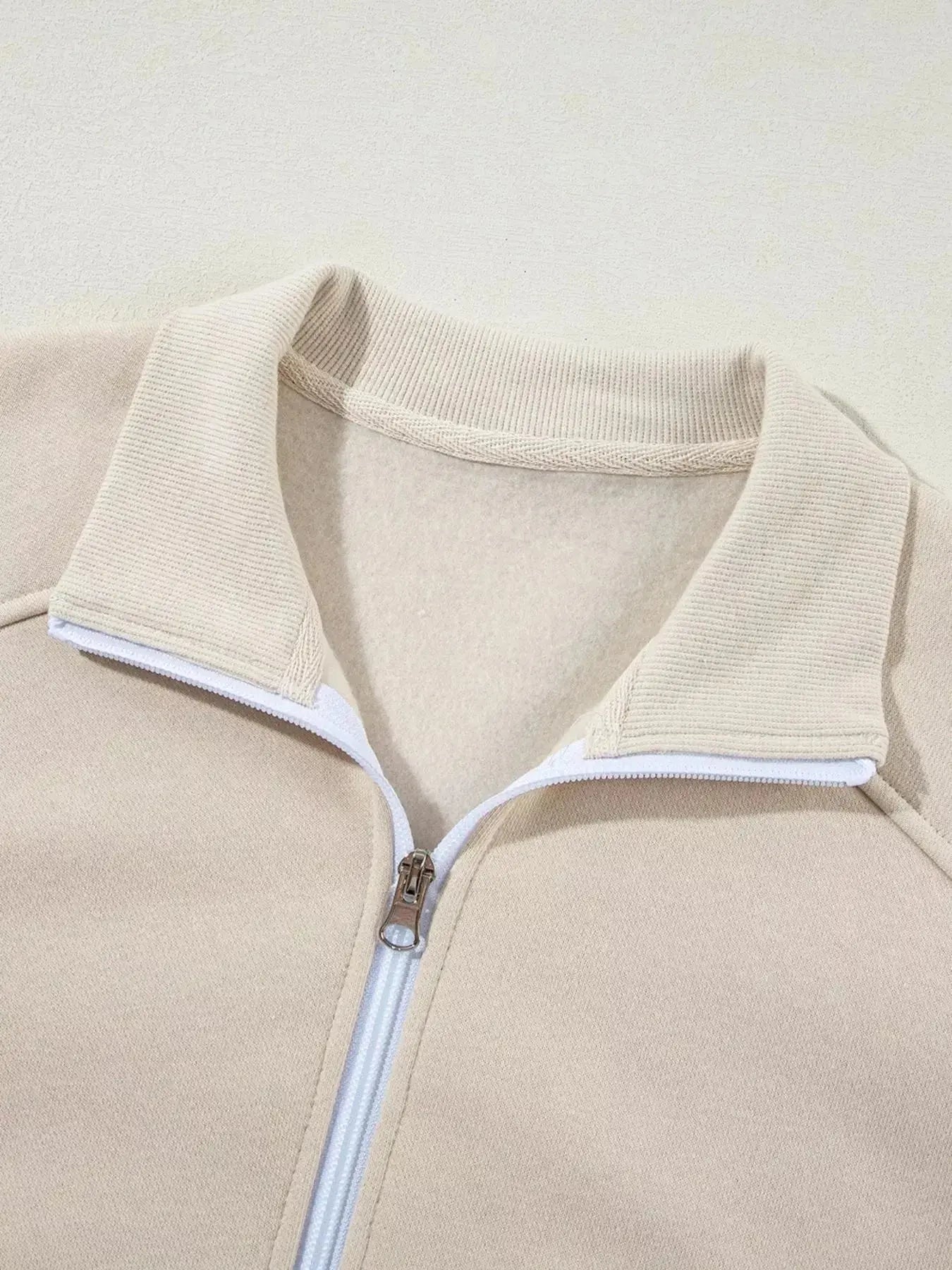 Drop Shoulder Zip Up Jacket and Drawstring Pants Active 2pcs Set - Plush Fashion Hub