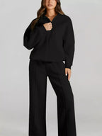 Drop Shoulder Zip Up Jacket and Drawstring Pants Active 2pcs Set - Plush Fashion Hub