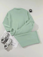Drop Shoulder Zip Up Jacket and Drawstring Pants Active 2pcs Set - Plush Fashion Hub