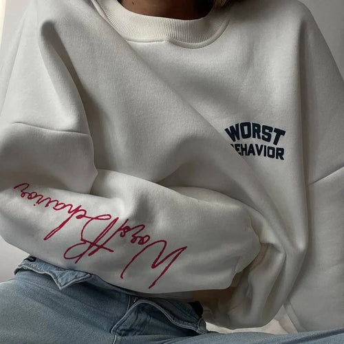 Women wearing a soft round neck casual pullover sweater from Plush Fashion Hub, featuring a cozy, relaxed fit and lightweight knit.