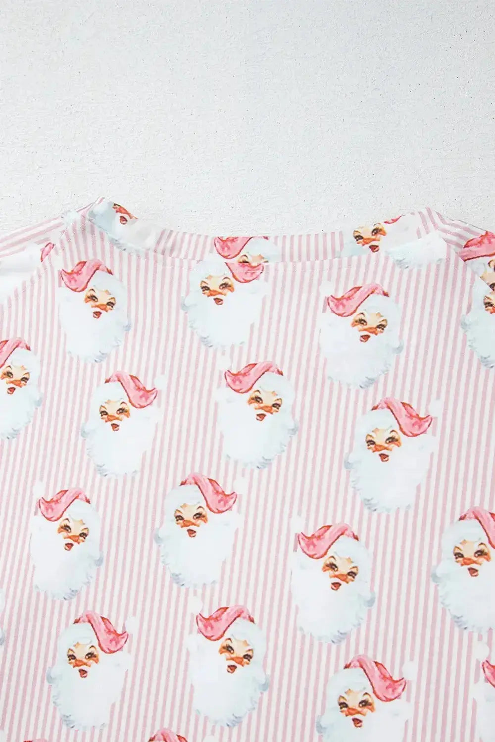 Santa Print Long Sleeve Top and Pants Lounge Set - Plush Fashion Hub