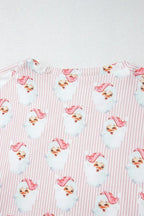 Santa Print Long Sleeve Top and Pants Lounge Set - Plush Fashion Hub