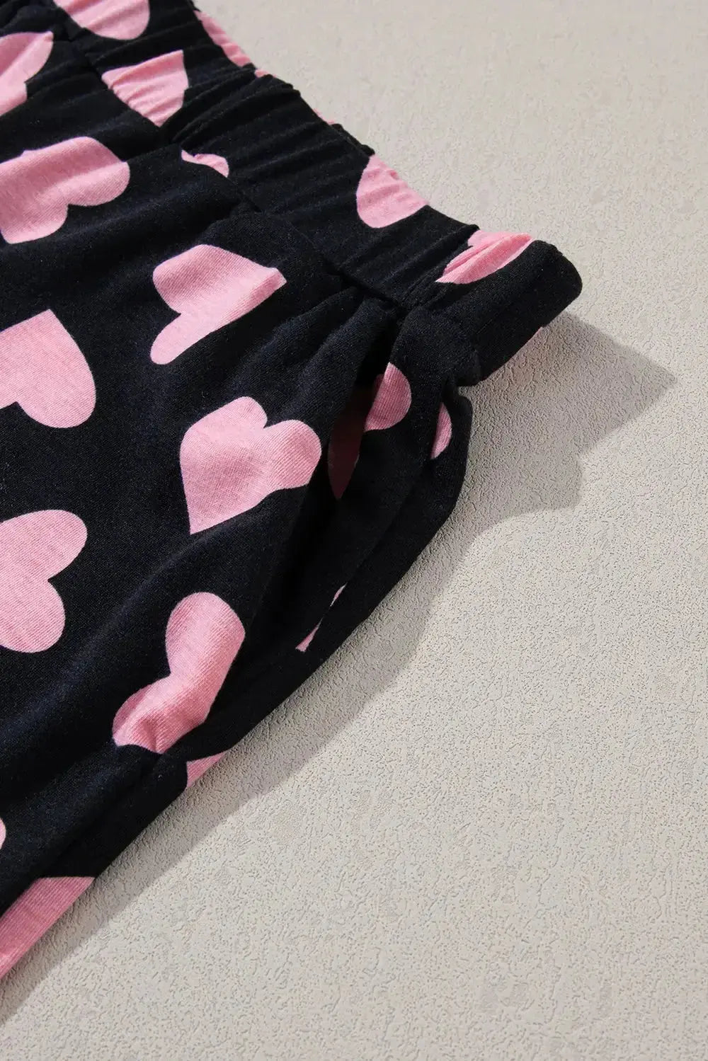 Heart Print Long Sleeve Top and Shorts Lounge Set - Plush Fashion Hub