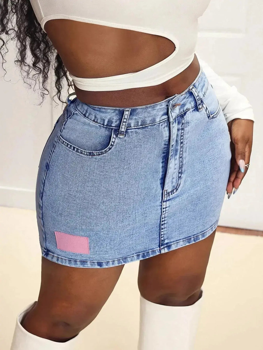 High Waist Mini Denim Skirt - Plush Fashion Hub