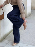 Tied Loose Fit Flare Jeans - Plush Fashion Hub