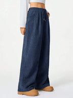 Drawstring Wide Leg Pants - Plush Fashion Hub