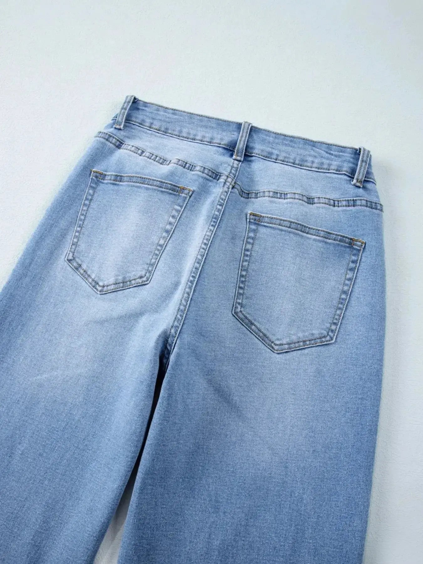 High Waist Wide Leg Washed Jeans - Plush Fashion Hub