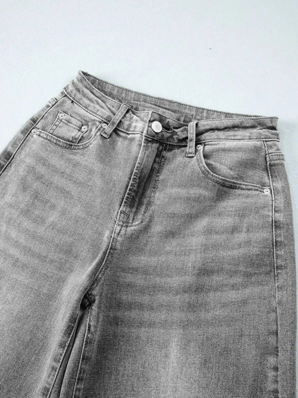 High Waist Wide Leg Washed Jeans - Plush Fashion Hub