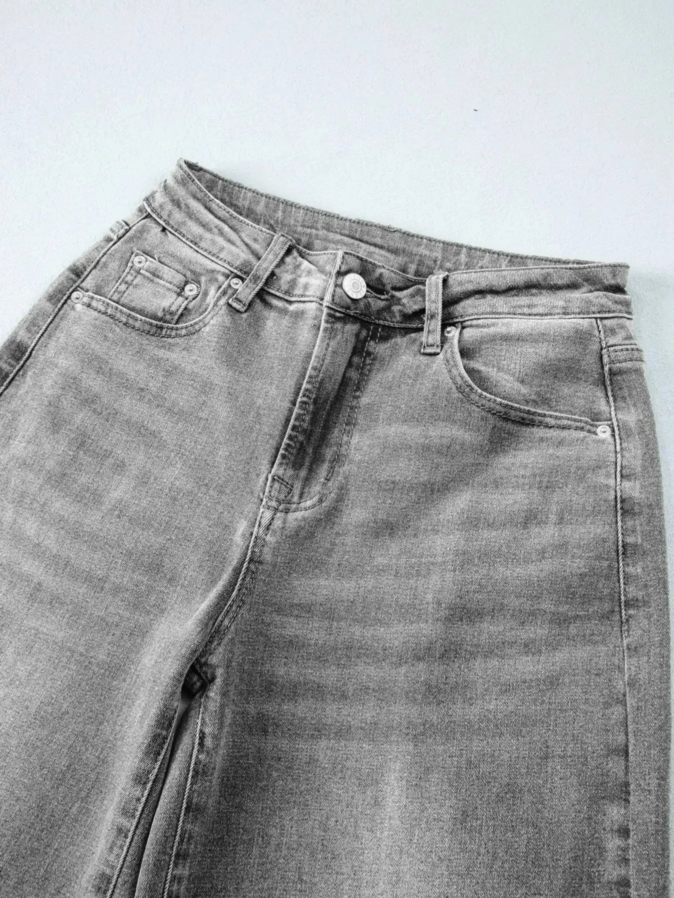 High Waist Wide Leg Washed Jeans - Plush Fashion Hub