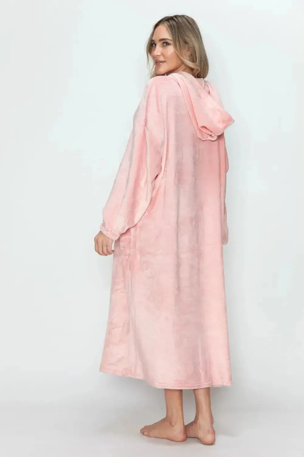 Double Take Full Size Pocketed Hooded Midi Lounge Dress - Plush Fashion Hub