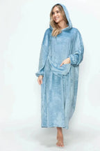 Double Take Full Size Pocketed Hooded Midi Lounge Dress - Plush Fashion Hub