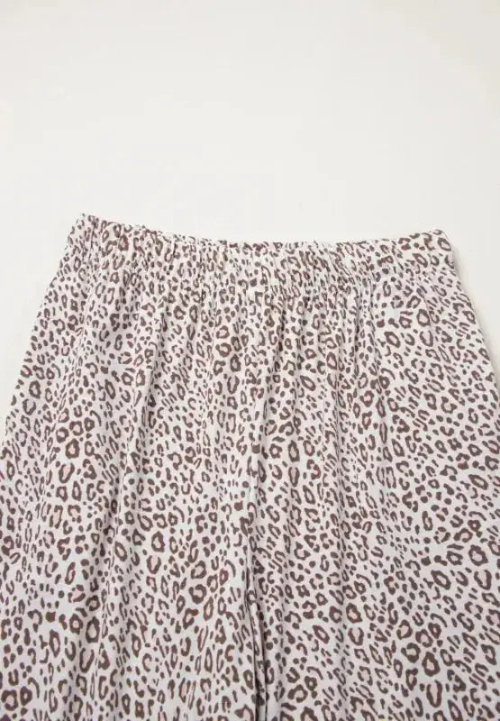Leopard Button Down Long Sleeve Top and Pants Lounge Set - Plush Fashion Hub