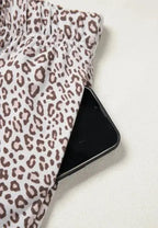 Leopard Button Down Long Sleeve Top and Pants Lounge Set - Plush Fashion Hub