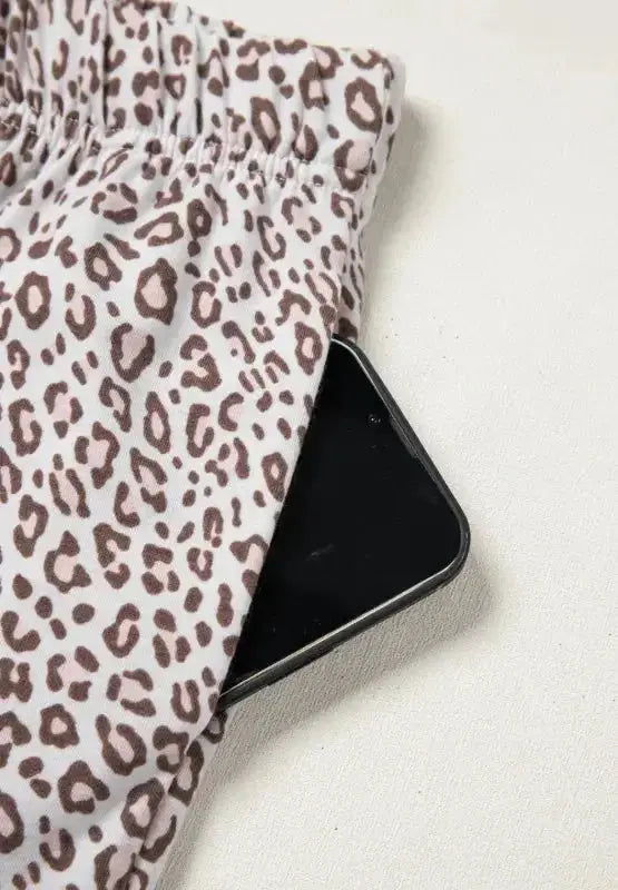 Leopard Button Down Long Sleeve Top and Pants Lounge Set - Plush Fashion Hub