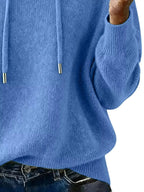 Drawstring Long Sleeve Hooded Sweater - Plush Fashion Hub