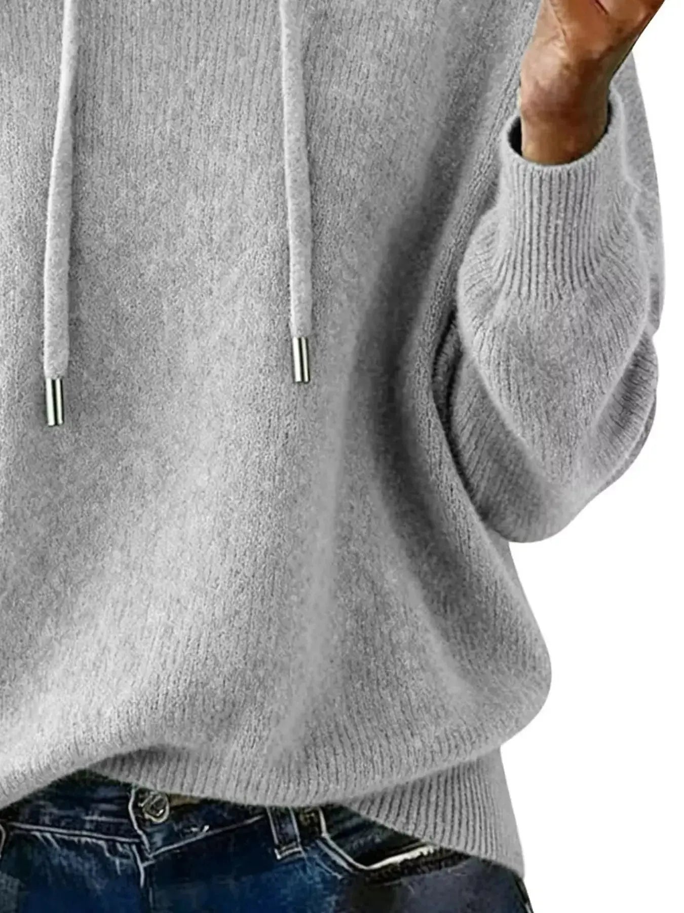 Drawstring Long Sleeve Hooded Sweater - Plush Fashion Hub