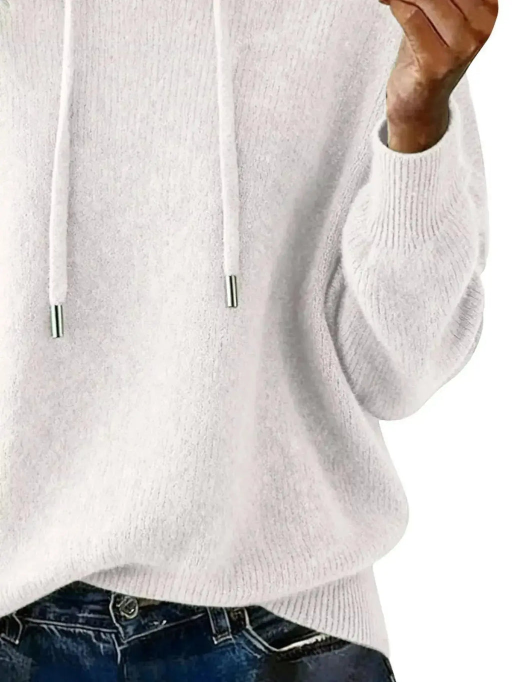 Drawstring Long Sleeve Hooded Sweater - Plush Fashion Hub