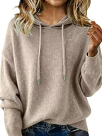 Drawstring Long Sleeve Hooded Sweater - Plush Fashion Hub